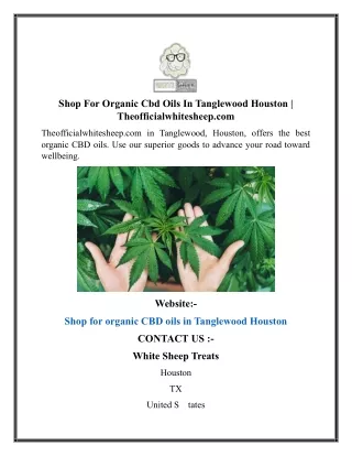 Shop For Organic Cbd Oils In Tanglewood Houston  Theofficialwhitesheep