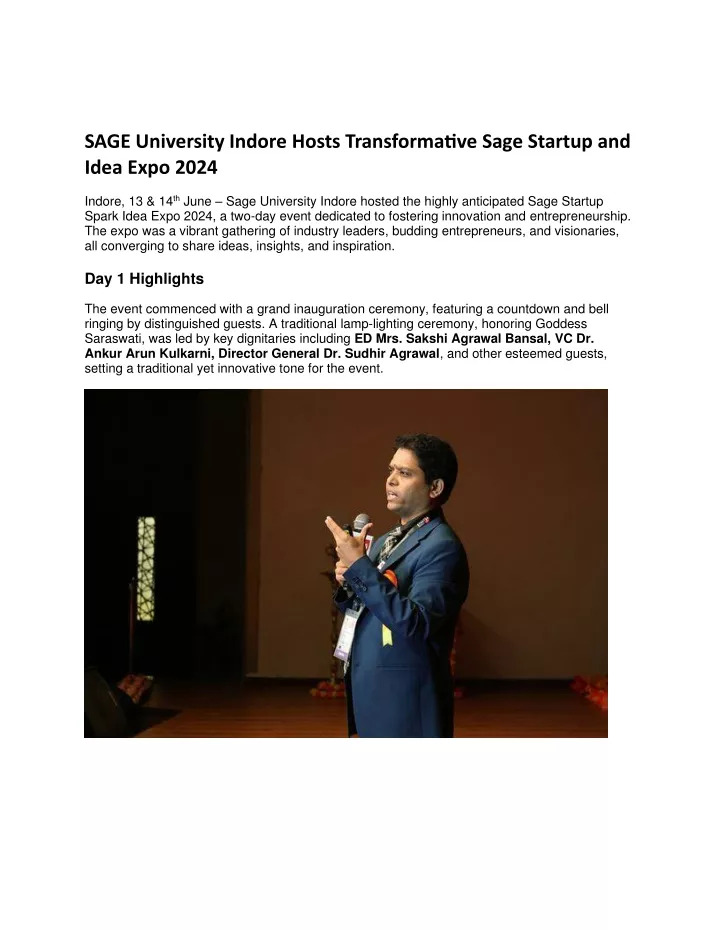 sage university indore hosts transformative sage