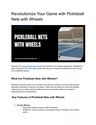 Revolutionize Your Game with Pickleball Nets with Wheels