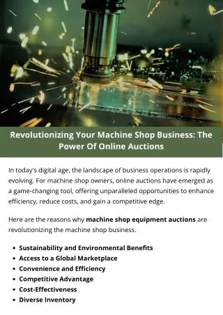 Revolutionizing Your Machine Shop Business: The Power Of Online Auctions