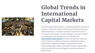 Global Trends in International Capital Markets