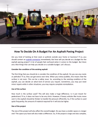 how to decide on a budget for an asphalt paving