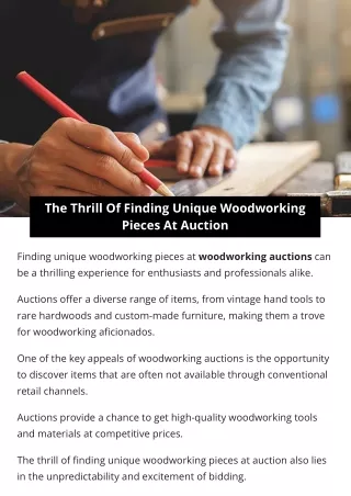 The Thrill Of Finding Unique Woodworking Pieces At Auction