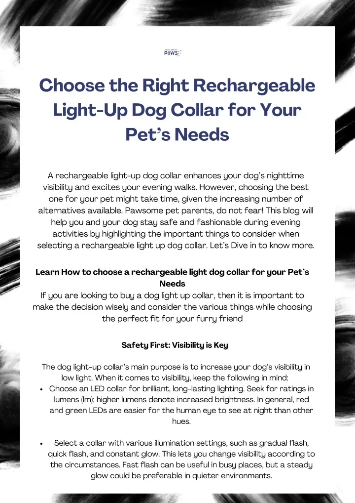 choose the right rechargeable light up dog collar