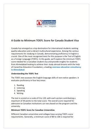 A Guide to Minimum TOEFL Score for Canada Student Visa