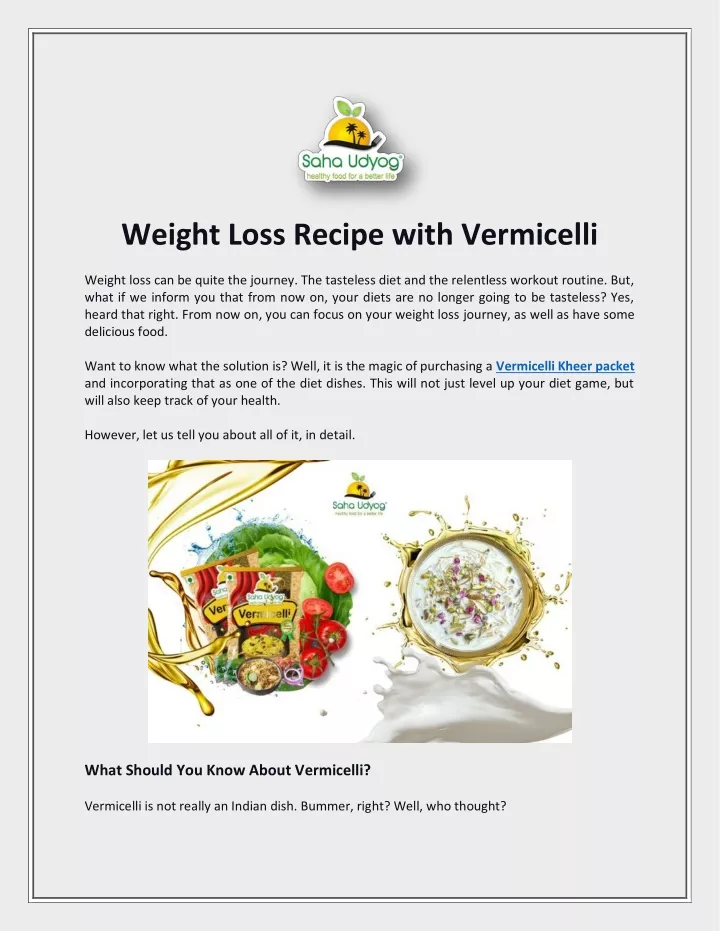 weight loss recipe with vermicelli