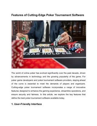 Features of Cutting-Edge Poker Tournament Software