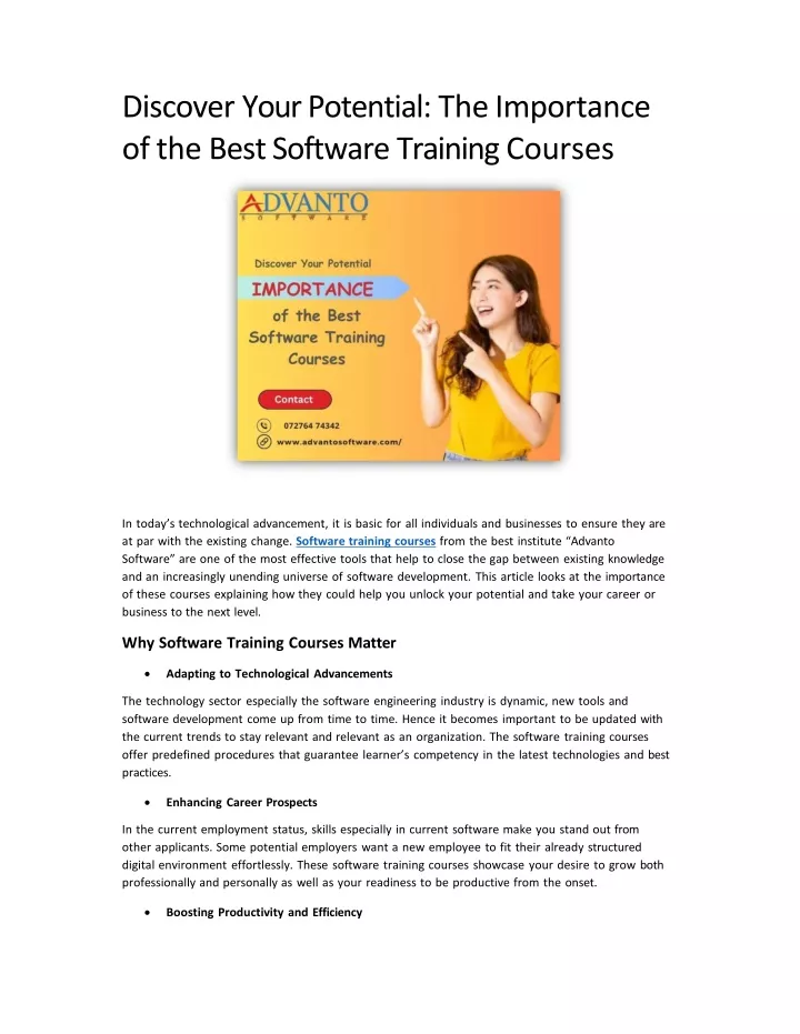 discover your potential the importance of the best software training courses