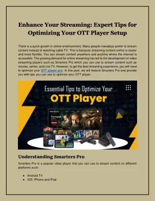 Enhance Your Streaming_ Expert Tips for Optimizing Your OTT Player Setup