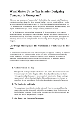 What Makes Us the Top Interior Designing Company in Gurugram