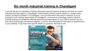 six month industrial training in chandigarh