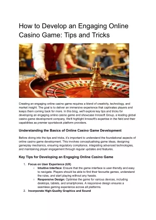 how to develop an engaging online casino game