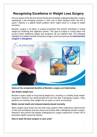 recognizing excellence in weight loss surgery