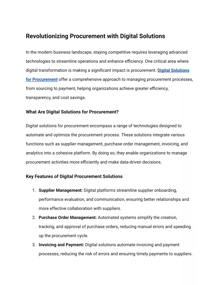 revolutionizing procurement with digital solutions