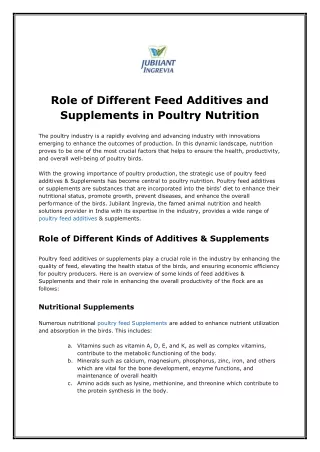 role of different feed additives and supplements