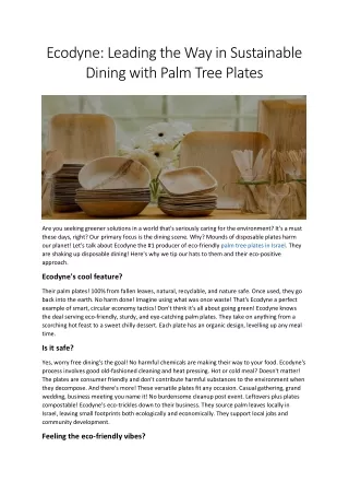 ecodyne leading the way in sustainable dining