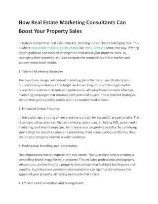 How Real Estate Marketing Consultants Can Boost Your Property Sales