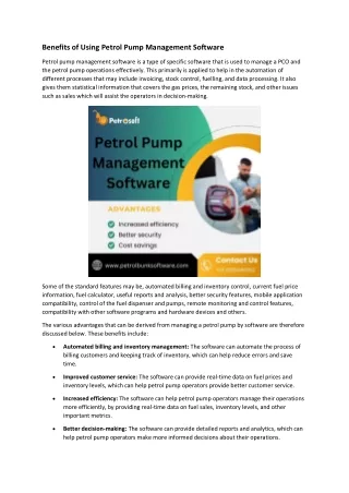 Benefits of Using Petrol Pump Management Software