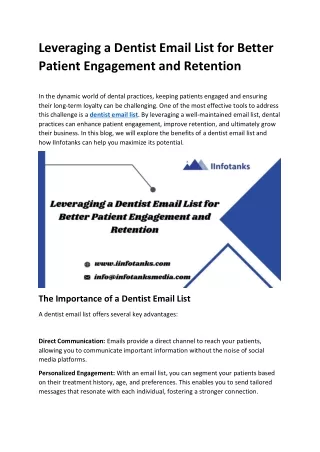 Leveraging a Dentist Email List for Better Patient Engagement and Retention