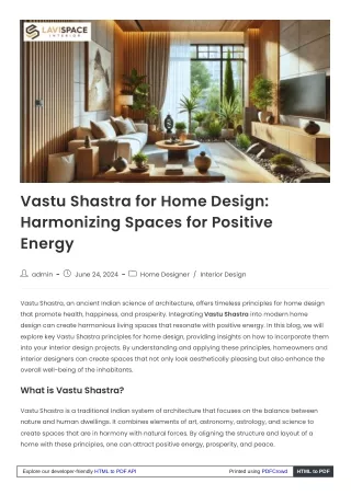 Vastu Shastra for Home Design: Harmonize Your Living Space