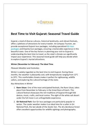 Best Time to Visit Gujarat Seasonal Travel Guide