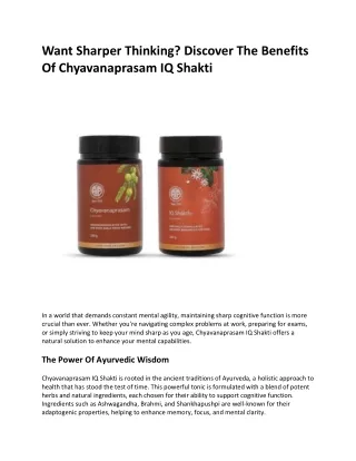 Want Sharper Thinking Discover The Benefits Of Chyavanaprasam IQ Shakti