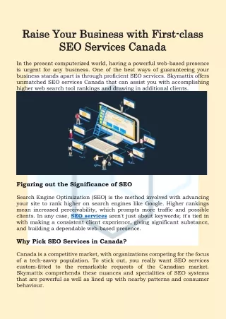 Raise Your Business with First-class SEO Services Canada