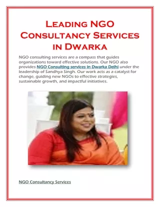 Leading NGO Consultancy Services in Dwarka