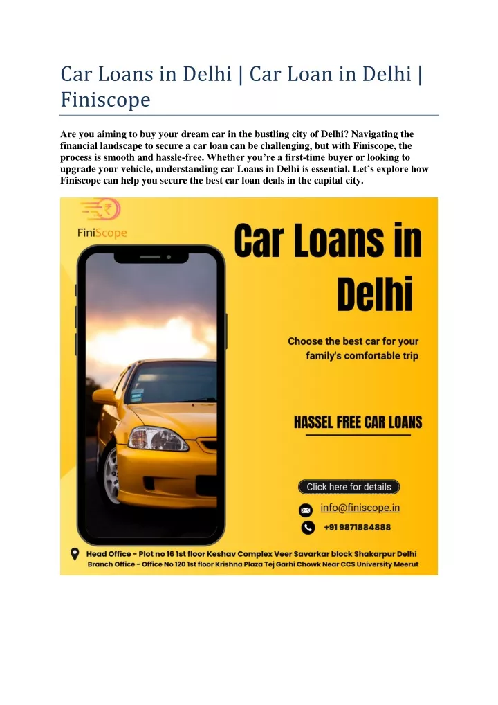 car loans in delhi car loan in delhi finiscope