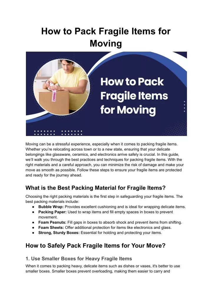 how to pack fragile items for moving