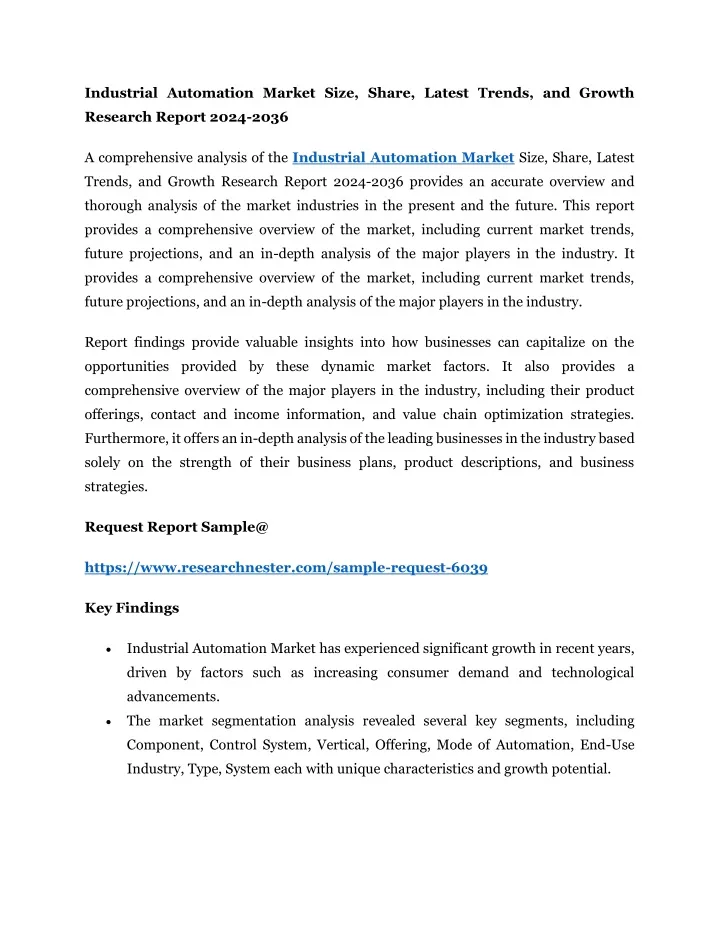 industrial automation market size share latest