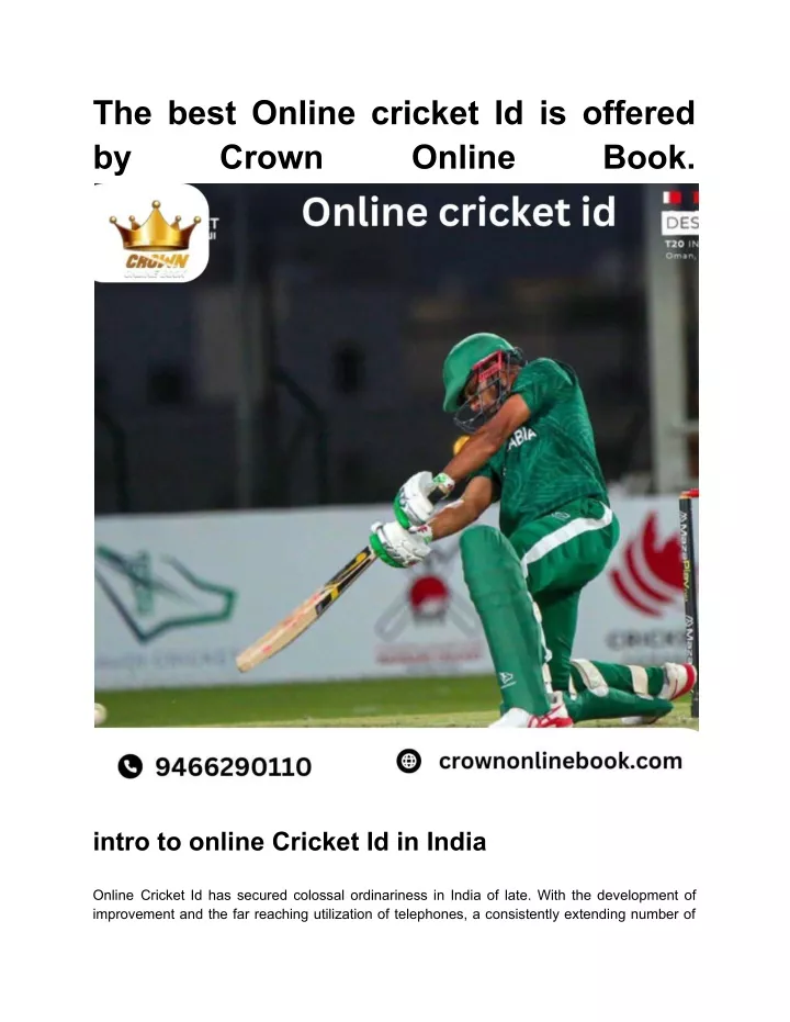 the best online cricket id is offered by crown