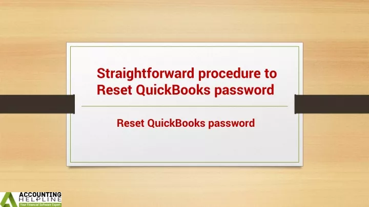 straightforward procedure to reset quickbooks password