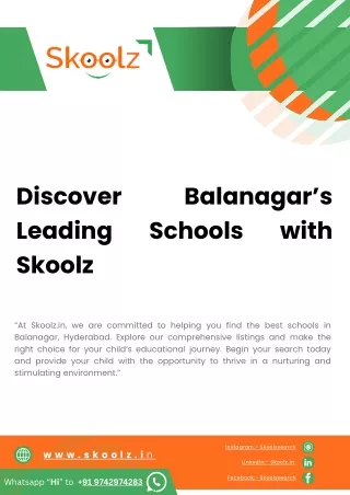 Navigate Balanagar’s Top-Rated Schools with Skoolz