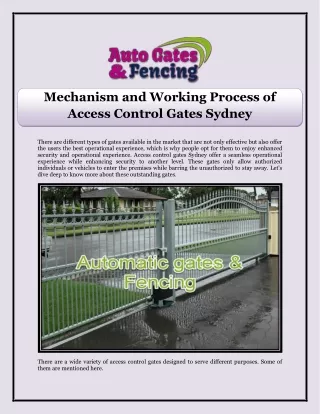 Mechanism and Working Process of Access Control Gates Sydney