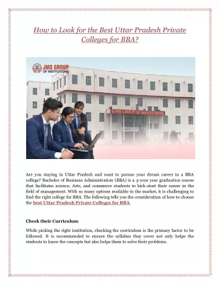 How to Look for the Best Uttar Pradesh Private Colleges for BBA?