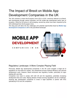 The Impact of Brexit on Mobile App Development Companies in the UK