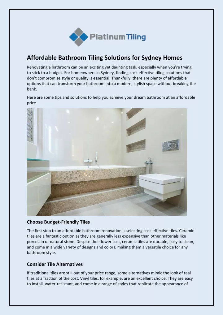 affordable bathroom tiling solutions for sydney