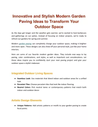 Innovative and Stylish Modern Garden Paving Ideas to Transform Your Outdoor Space