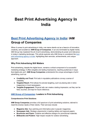 Best Print Advertising Agency In India