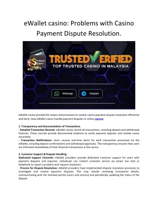 ewallet casino problems with casino payment