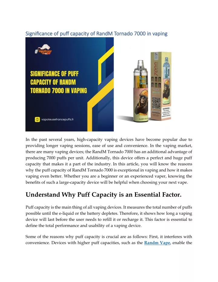 significance of significance of puff capacity