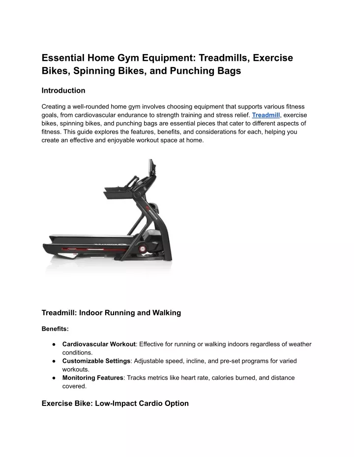 essential home gym equipment treadmills exercise