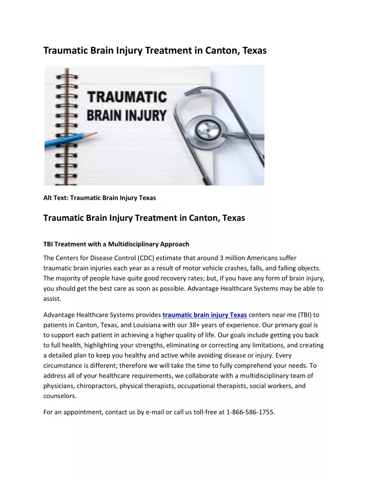 PPT - Traumatic Brain Injury Texas: Advantage HCS PowerPoint ...