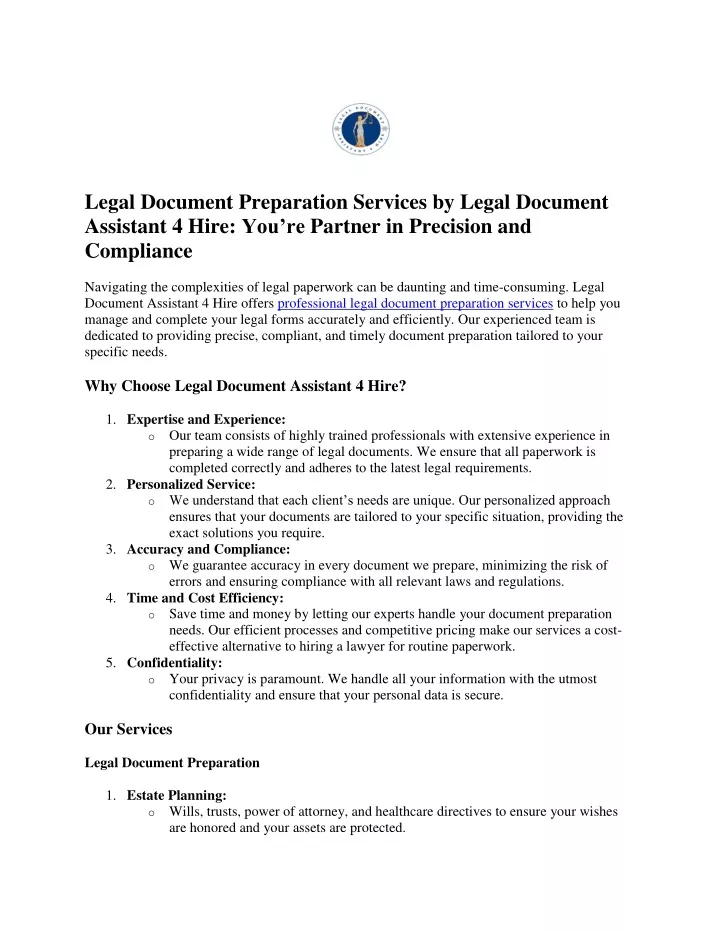 Ppt Legal Document Preparation Services By Legal Document Assistant 4 Hire Powerpoint 3139