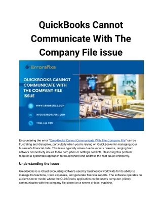 quickbooks cannot communicate with the company
