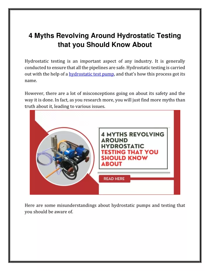 Ppt - 4 Myths Revolving Around Hydrostatic Testing That You Should Know 