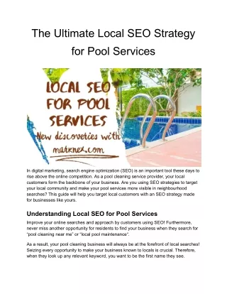 The Ultimate Local SEO Strategy for Pool Services