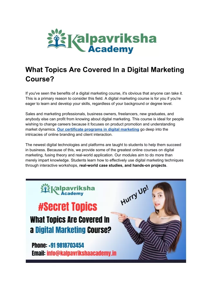 what topics are covered in a digital marketing