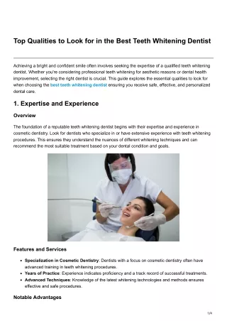 Top Qualities to Look for in the Best Teeth Whitening Dentist